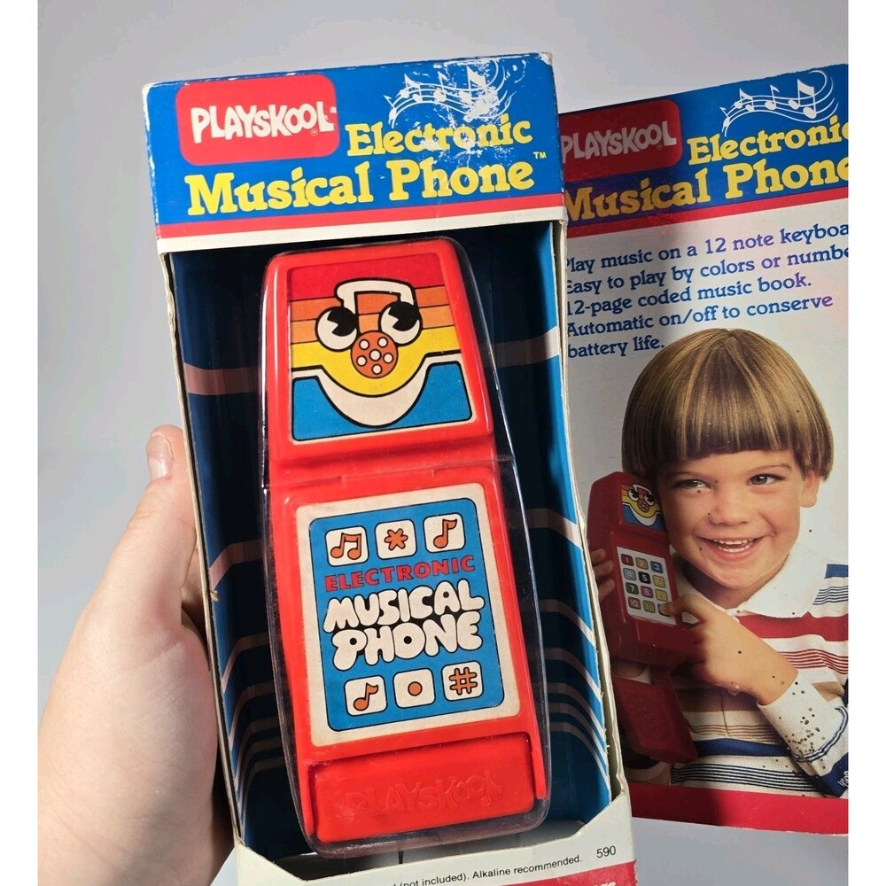 NOS Playskool Red Electronic Musical Phone Vintage 1985